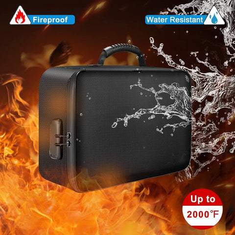 DocSafe Document Bag with Lock, Fireproof 3-Layer File Storage Box, Black