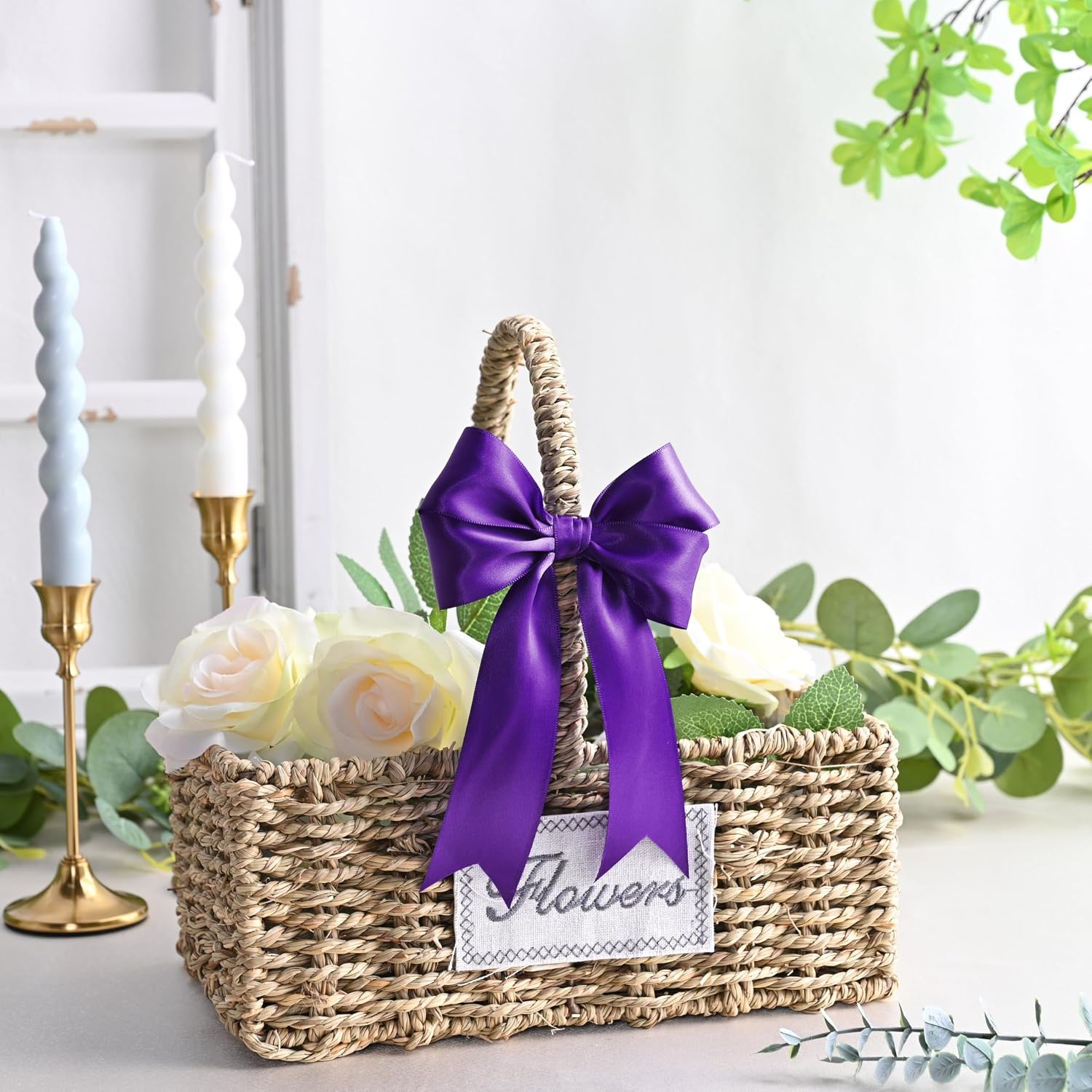 Double Face Purple Satin Ribbon 1-1/2 inch X 25 Yards Polyester Purple Ribbon for Gift Wrapping Very Suitable for Weddings Party Hair Bow Invitation Decorations and More