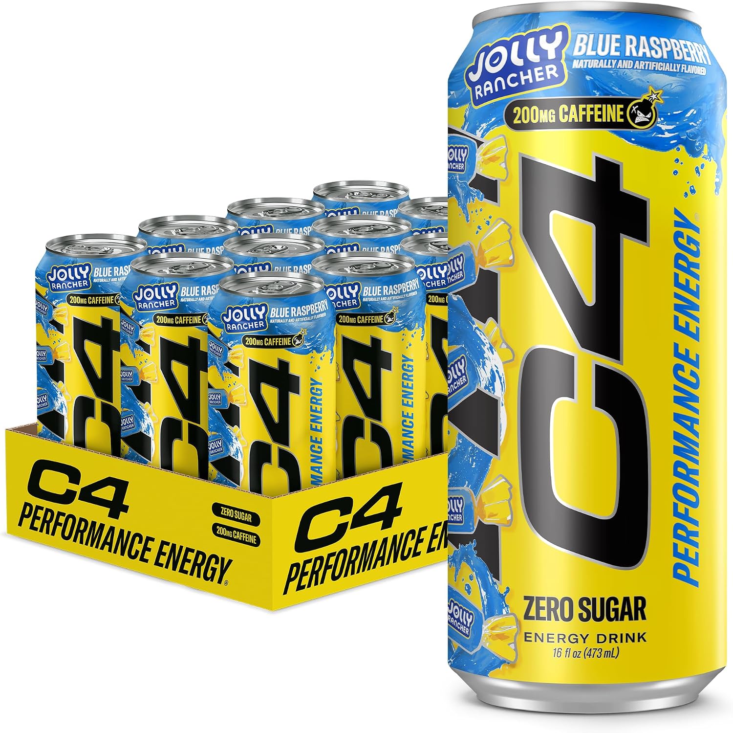 C4 Performance Energy Drink with Zero Sugar, 200mg Caffeine, 16 Fl Oz 12pk