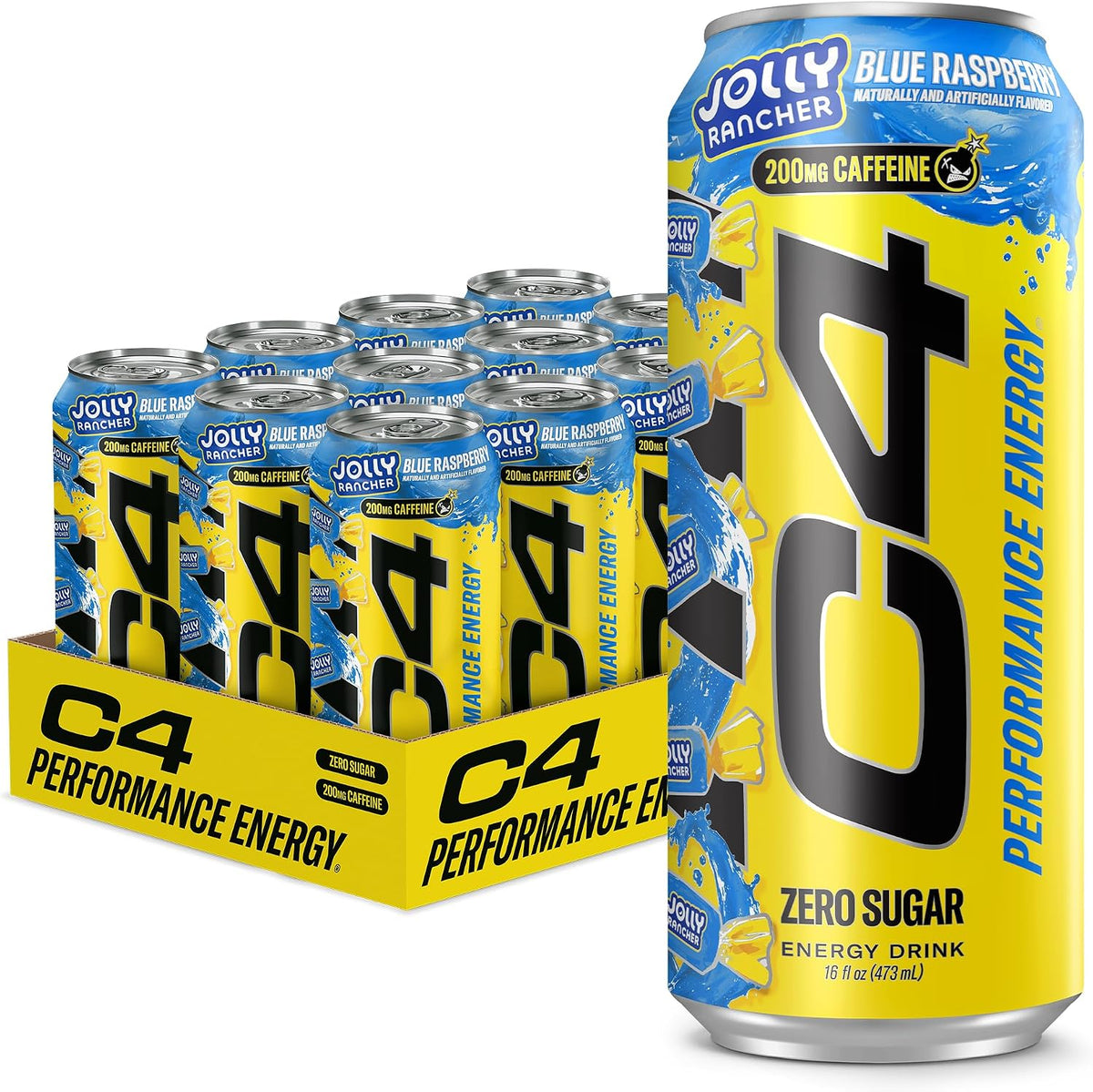 C4 Performance Energy Drink with Zero Sugar, 200mg Caffeine, 16 Fl Oz 12pk