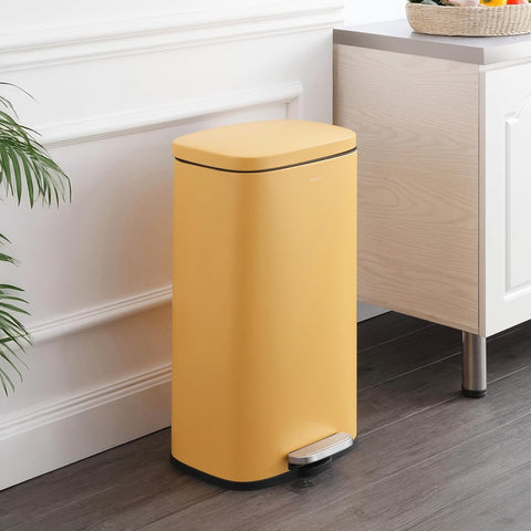 happimess Curtis 8 Gal Step Trash Can Soft Close 25", Daffodil Yellow