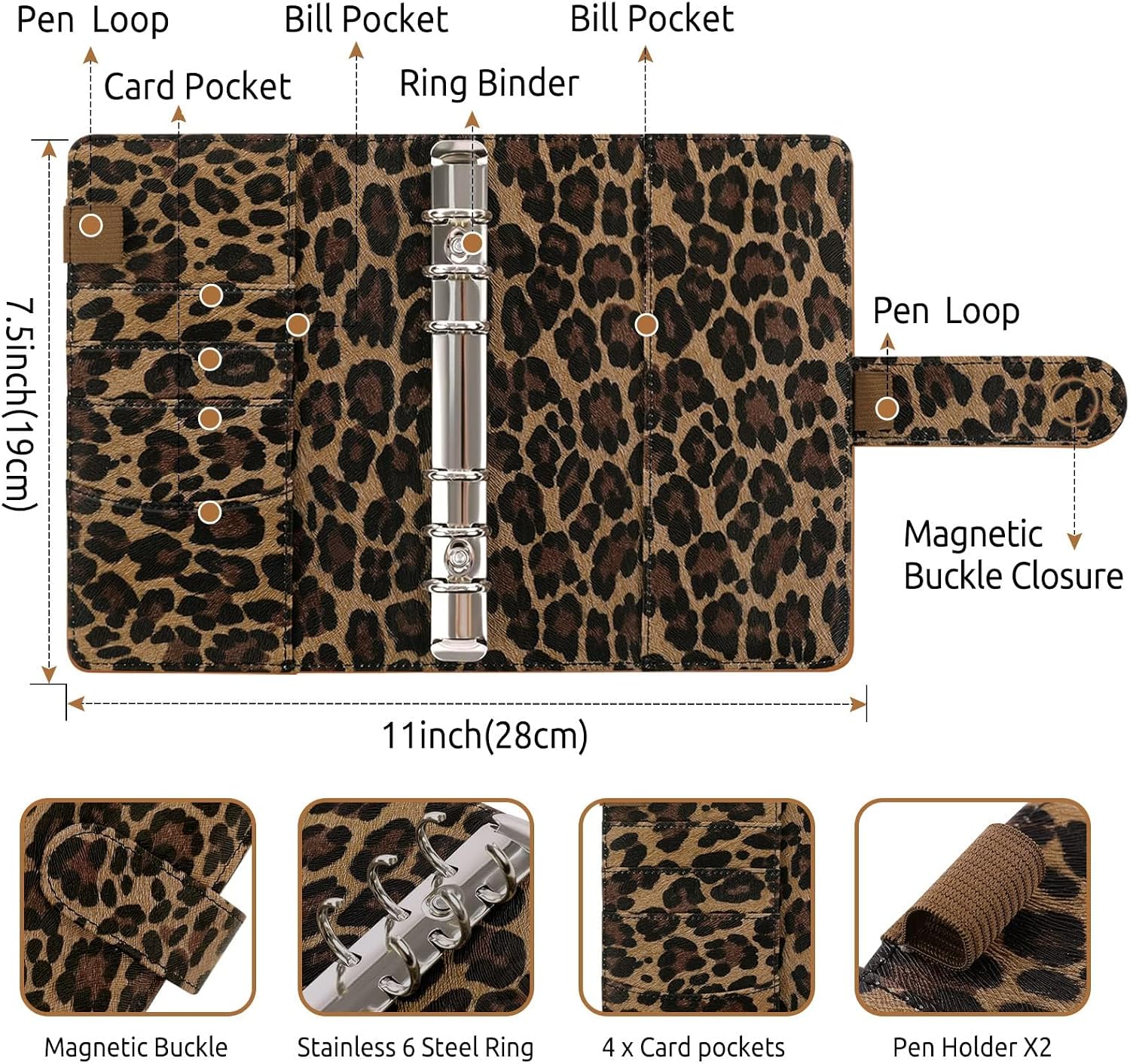 SKYDUE A6 Budget Binder with Zipper Envelopes, Money Organizer for Cash with 12Pcs Expense Budget Sheet & 24Pcs Stickers, Cash Envelopes for Budgeting and Saving