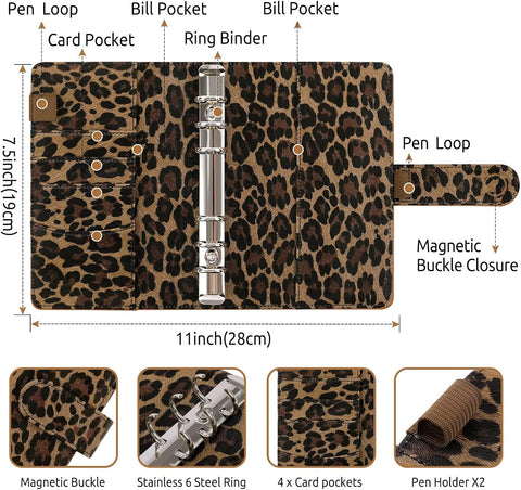 SKYDUE A6 Budget Binder with Zipper Envelopes, Money Organizer for Cash with 12Pcs Expense Budget Sheet & 24Pcs Stickers, Cash Envelopes for Budgeting and Saving