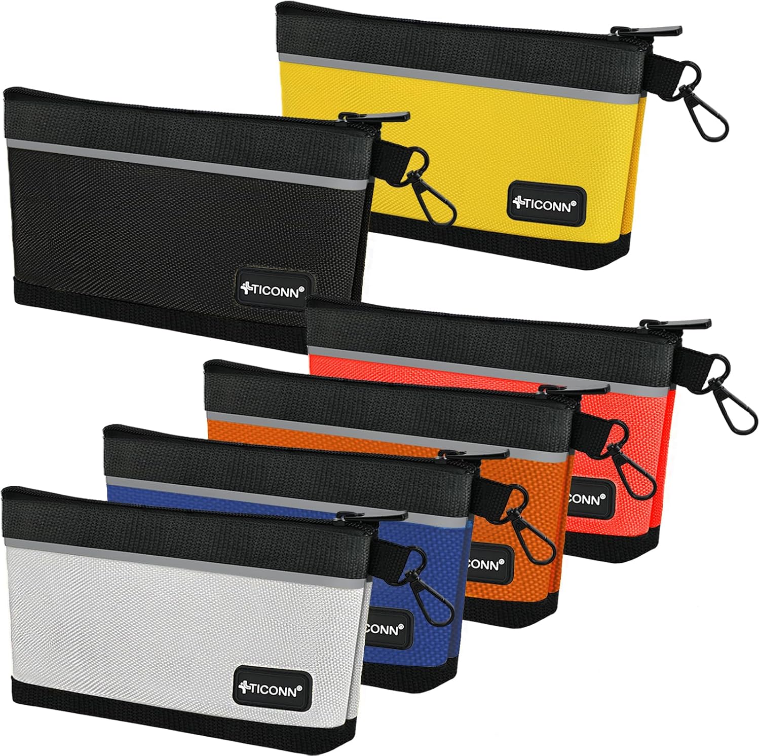 TICONN 6PK Tool Pouches with Zipper, Waterproof 1680D Oxford Small Tool Bag