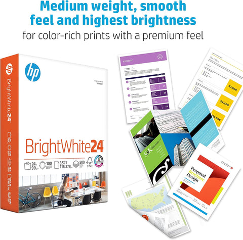 HP Papers Printer Paper 8.5 x 11 Paper BrightWhite 24 lb 60 Case 100 Bright Made in USA - FSC Certified 203000P Pallet 160000 Sheets