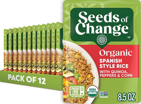 SEEDS OF CHANGE Certified Organic Spanish Style Rice With Quinoa, Peppers & Corn, Organic Food (Pack of 12)