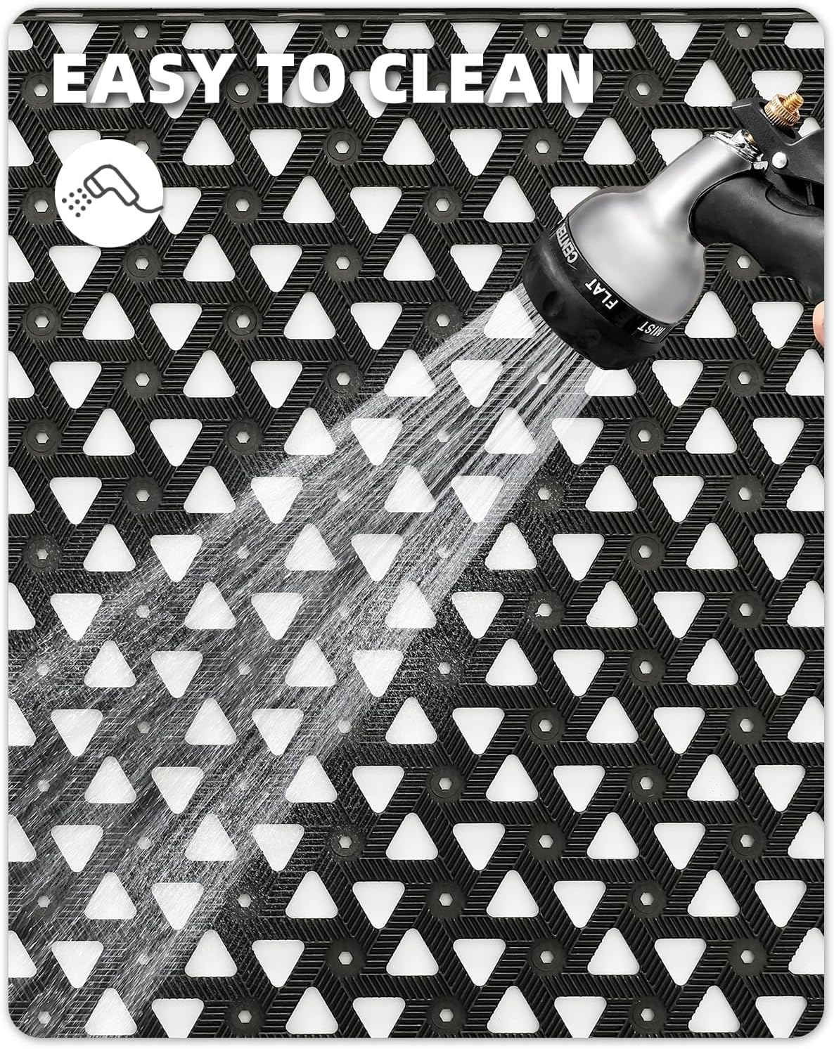 Color&Geometry Door Mat Outside Entrance with Drainage, 32"X48" Black