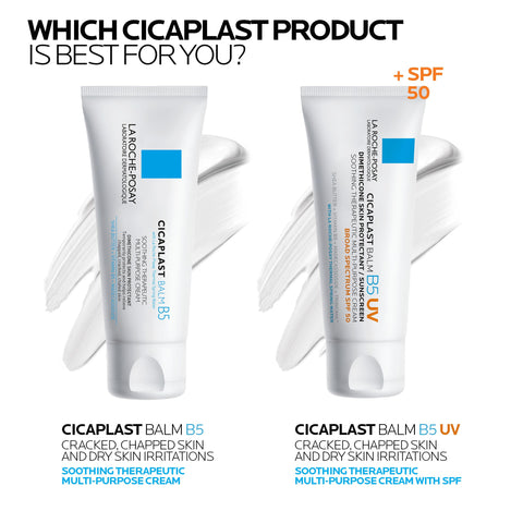 La Roche-Posay Cicaplast Balm B5 UV SPF 50, Vitamin B5 + Shea Butter + Tribioma + Madecassoside + Zinc Oxide Sunscreen, Post Treatment Skin Protectant With SPF, Multi-Purpose Cream For Dry Skin