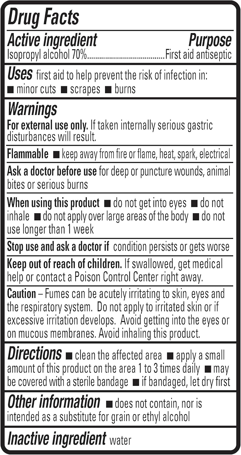 Amazon Basics 70% Isopropyl Alcohol First Aid Antiseptic for Treatment of Minor Cuts and Scrapes, Unscented, 32 Fl Oz (Pack of 2) (Previously Solimo)