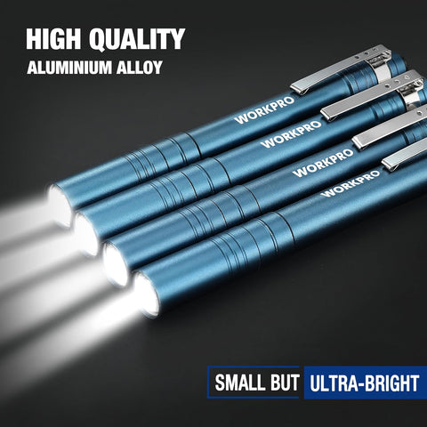 WORKPRO LED Pen Light, Aluminum Pen Flashlight, Pocket Flashlight with Clip