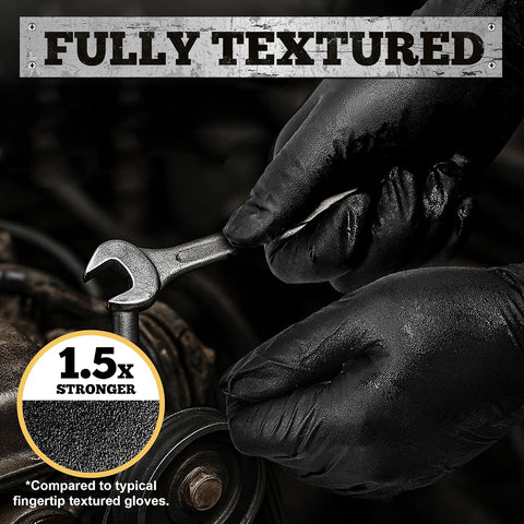 TitanFlex Heavy Duty Black Nitrile Gloves, 6 Mil, Fully Textured, Mechanic Disposable Gloves, Latex Free, Powder Free