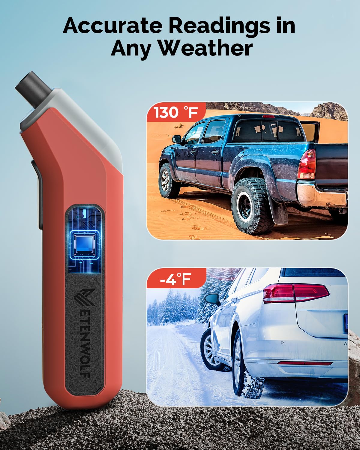 ETENWOLF T300 Digital Tire Pressure Gauge 200 PSI for Car, RV, Truck, Bikes