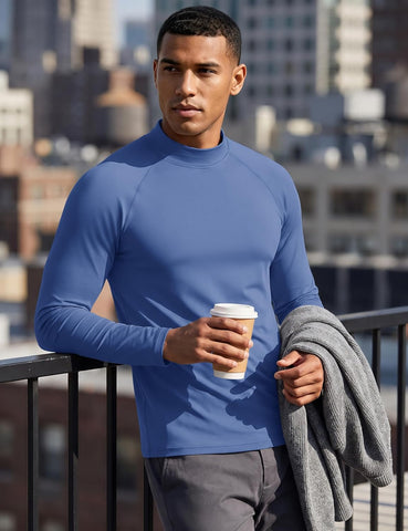 TACVASEN Men's Thermal Shirts Mock Turtle Neck Long Sleeve Base Layer Tops