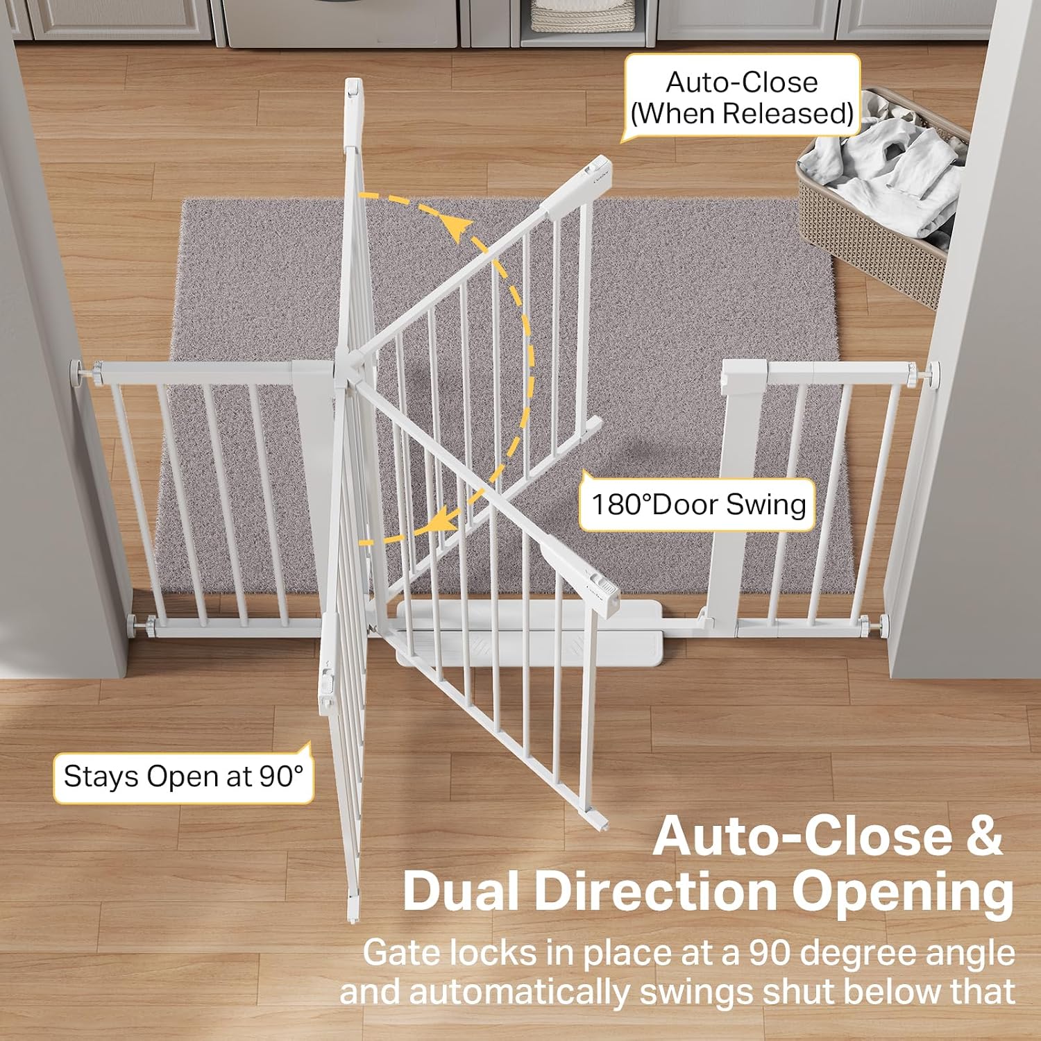 Cumbor 29.7-51.5 in Extra Wide Baby Gate for Stairs, Dog Gate Indoor White