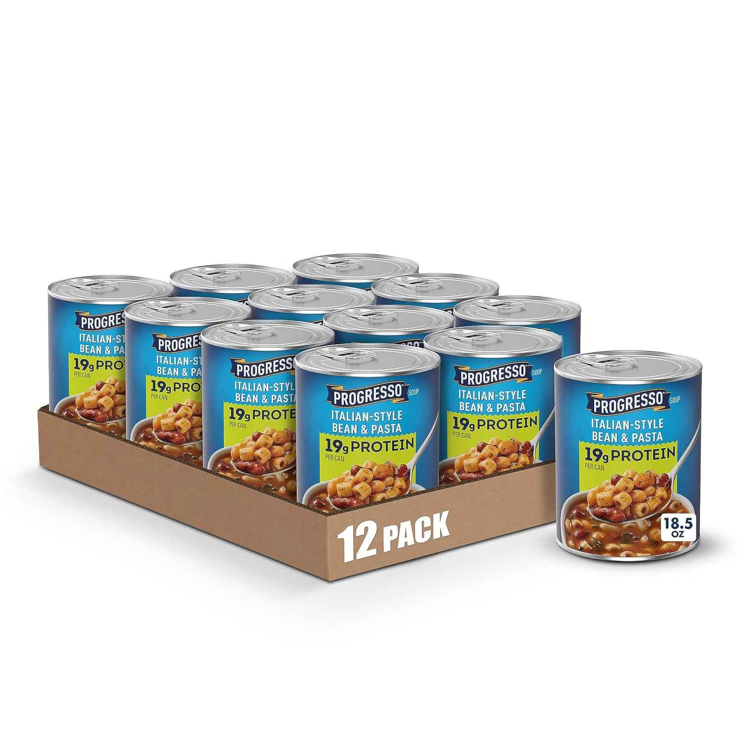 Progresso Italian-Style Bean and Pasta Protein Soup, Vegetarian, 18.5 oz (Pack of 12)