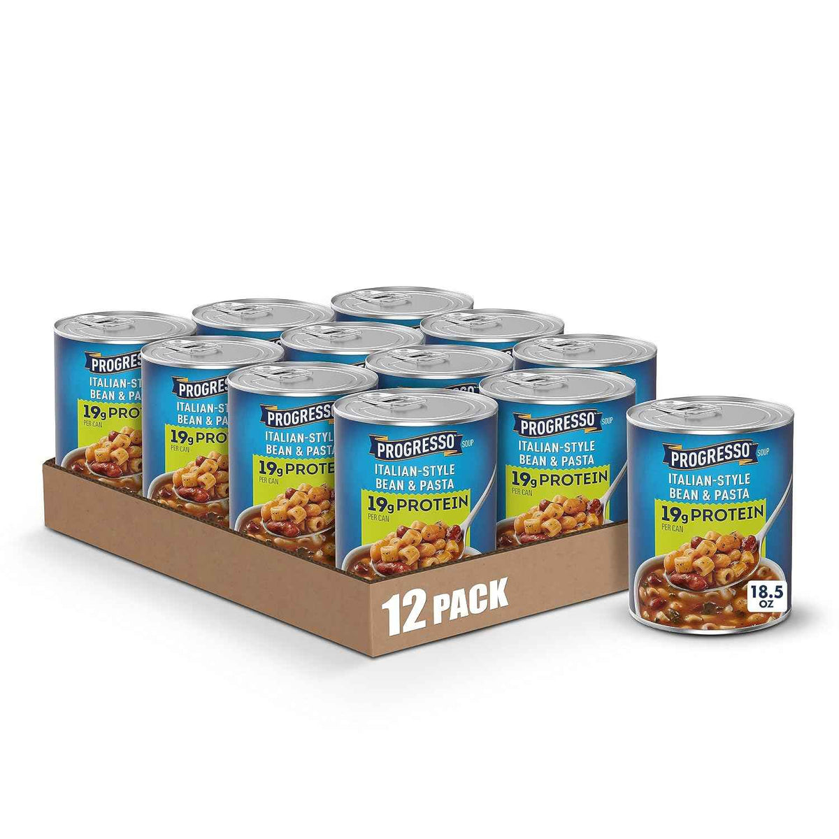 Progresso Italian-Style Bean and Pasta Protein Soup, Vegetarian, 18.5 oz (Pack of 12)