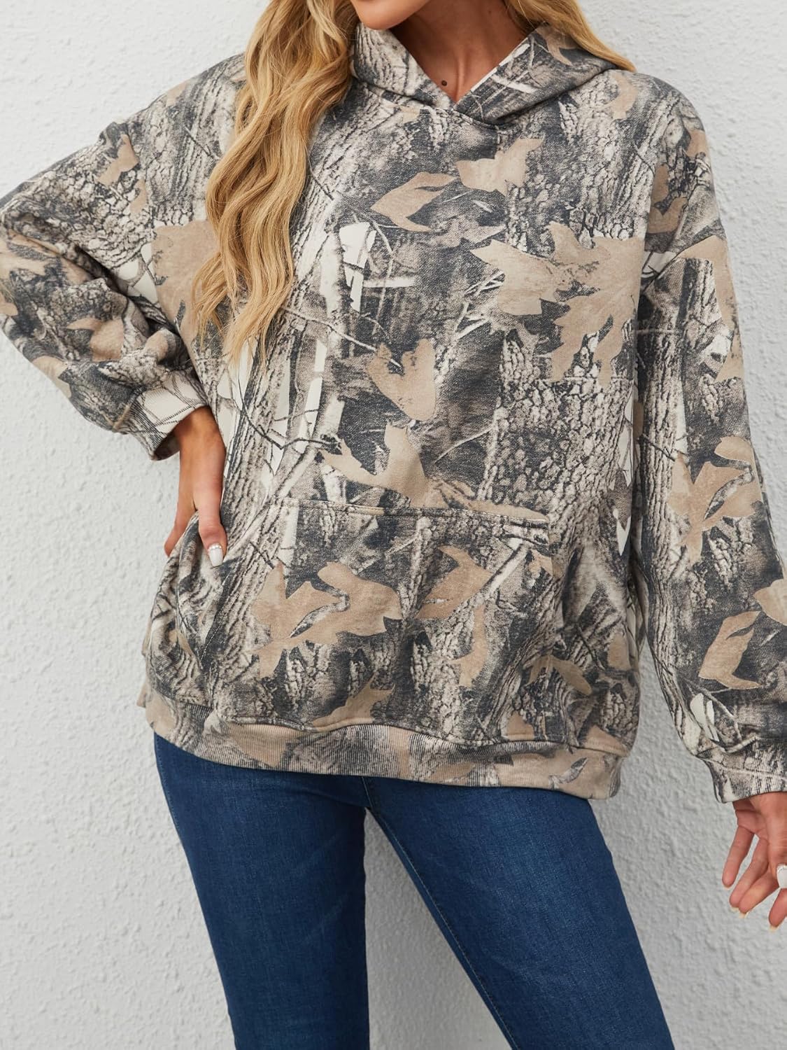 Anoumcy Camo Hoodie Womens Maple Leaf Sweatshirts