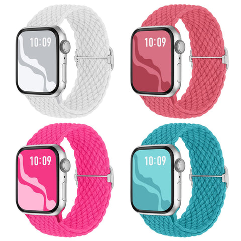 Braided Stretchy Solo Loop Compatible for Apple Watch Band 38mm 40mm 41mm 42mm 44mm 45mm 46mm 49mm for Women Men, Nylon Elastic Straps Wristbands for iWatch Series 10 9 8 7 6 SE 5 4 3 2 Ultra Ultra 2