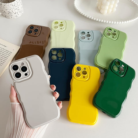 FABSPARK for iPhone 16 Pro Max Case, Soft Wave Wavy Frame,Light Green