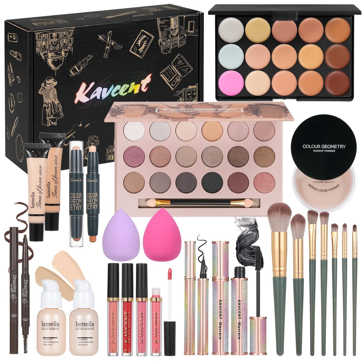 Makeup Kit Makeup Sets for Teens Makeup kits for Women Teenagers Make up Eyeshadow Palette Foundation Concealer Lipgloss Loose Powder Makeup Kit for Women Full Kit