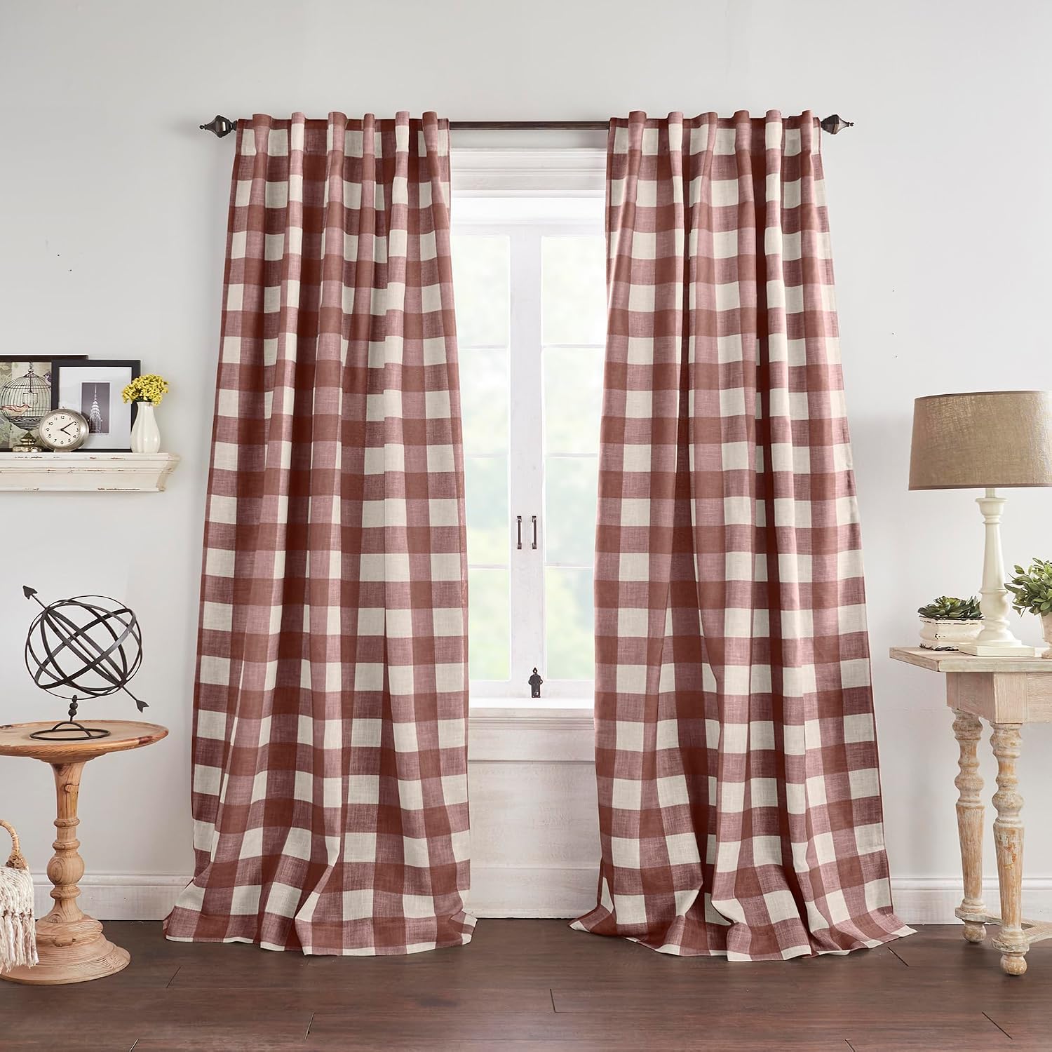 Grainger Buffalo Check Blackout Window Curtain, Red - 52" W x 84" L