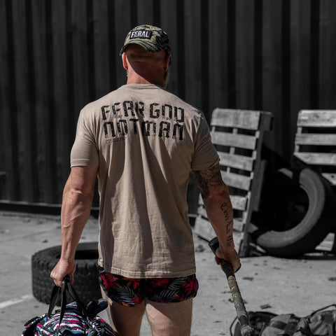 Combat Iron Men's Graphic T-Shirt - Fear God Not Man