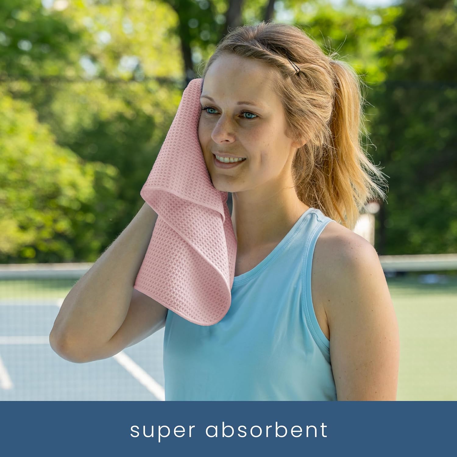 S&T INC. Microfiber Gym Towels, 3 Pack, 16" x 27", Honeycomb Pink