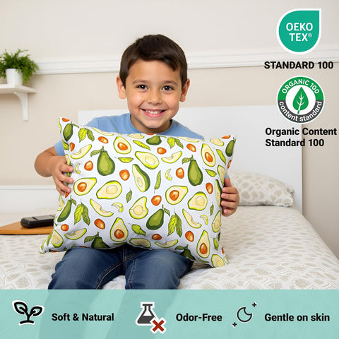 ZPECC Toddler Pillow with Organic Cotton Pillowcase - 13x18, Avocado