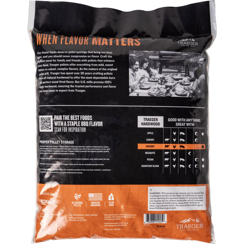 Traeger Grills Hickory 100% All-Natural Wood Pellets for Smokers and Pellet Grills, BBQ, Bake, Roast, and Grill, 18 lb. Bag