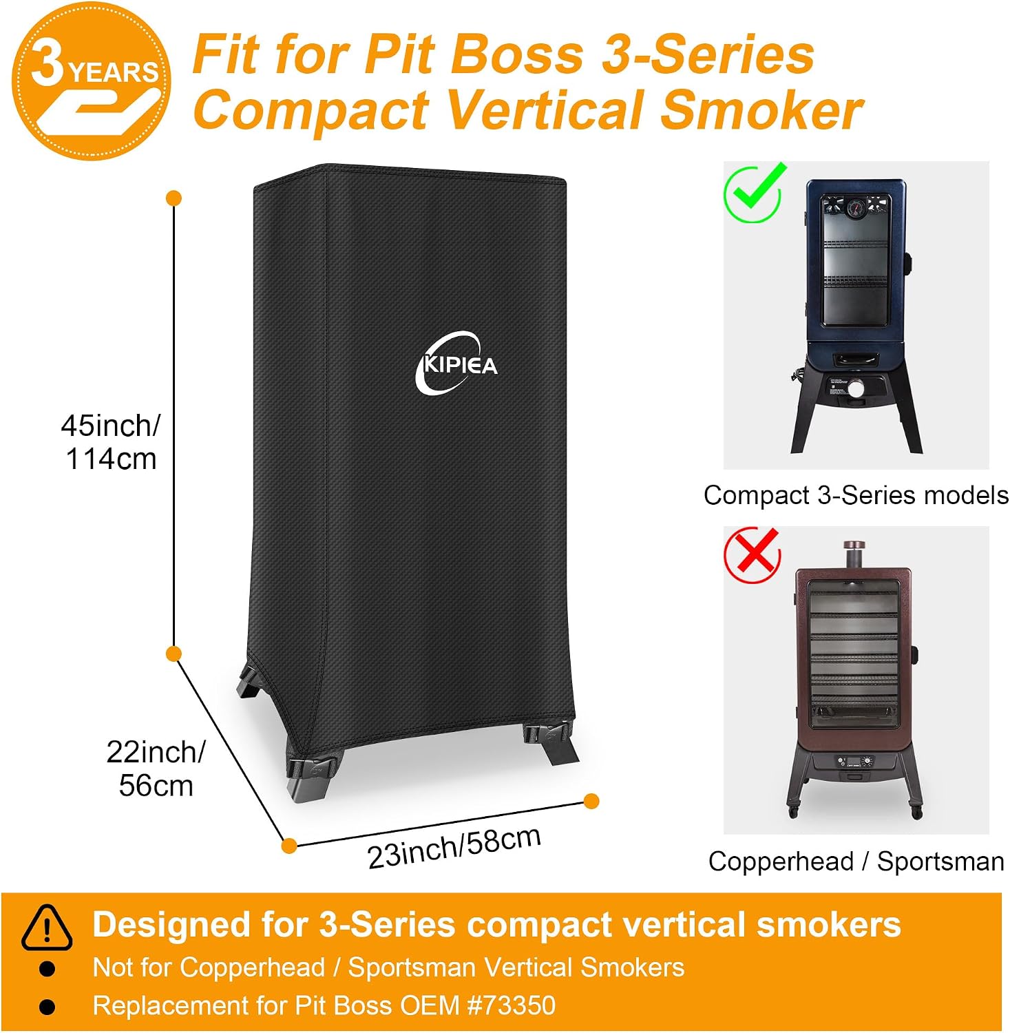 Kipiea 600D Vertical Smoker Cover for Pit Boss 2/3 Series, Waterproof Electric Grill Cover for Pit Boss 73350, PBV3A1, PBV3D1, PBV3G1