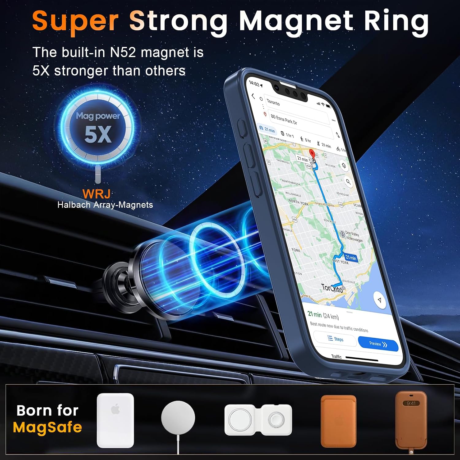 WRJ Magnetic Matte Case for iPhone 17e/iPhone 16e 6.1-Inch,Blue