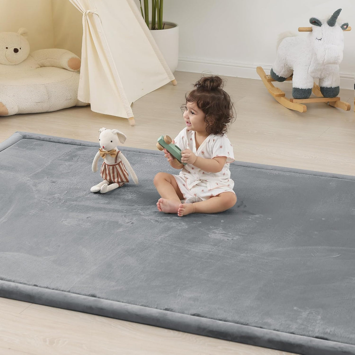 1.5" Thick Baby Play Mat for Floor,71x79 Large Memory Foam Tummy Time Mat