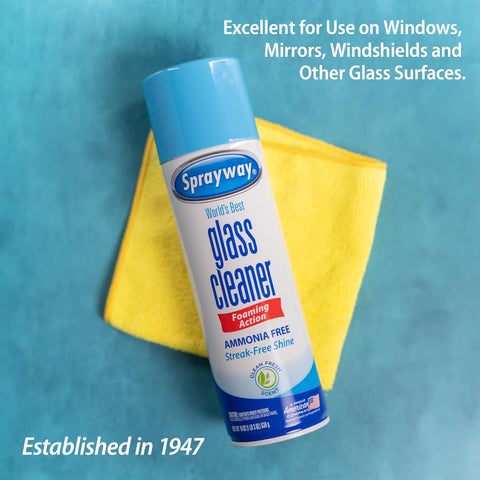 Sprayway Glass Cleaner Foaming Aerosol Spray, 19oz, Pack of 2 | Ammonia-Free, Streakless, Fast-Acting | Cleans & Polishes Glass Surfaces | Fresh Scent, Removes Fingerprints, Dust, Dirt, Smoke Film