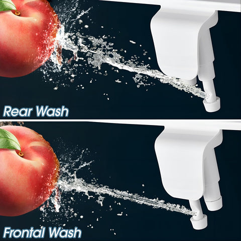 BIGCOW Ultra-Slim Bidet Attachment for Toilet - Dual Nozzle (Frontal & Rear Wash) with Adjustable Cold Water Pressure and Stainless Steel Inlet - Hygienic Solution for Fresh Cleanliness, Silver 1 Pcs