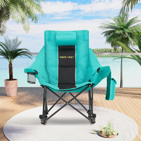 Unisakey Oversize Foldable Rocking Camping Chair300lbs Capacity,Green