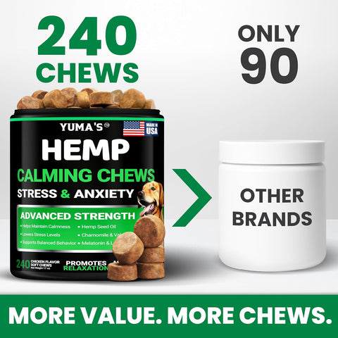Hemp Calming Chews for Dogs - 240 Treats - Advanced Dog Calming Chews