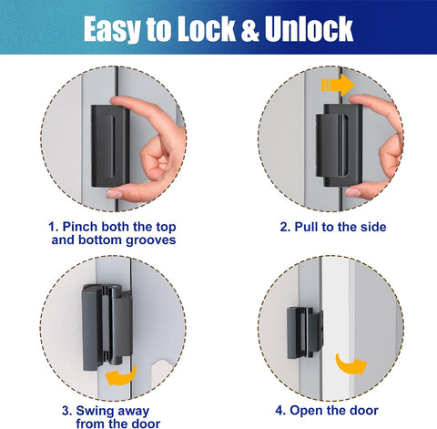 Door Reinforcement Lock, Home Security Door Lock, Child Proof, Black