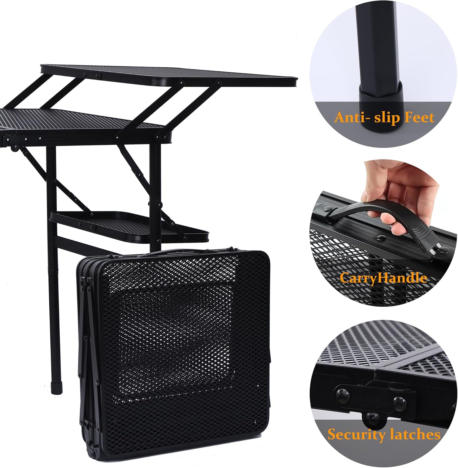 Nice C Camping Metal Table, Compact Outdoor Folding Tailgate Grill Table