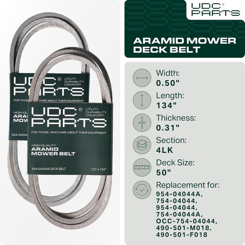 UDC Parts 954-04044A Cub Cadet 50 Inches Deck Belt Replacement, 1/2" x 134"