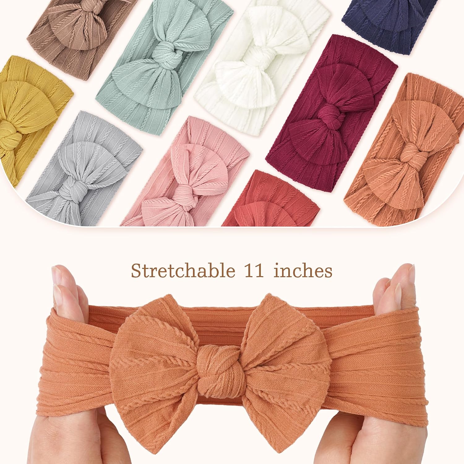 CÉLLOT 10Pcs Super Stretchy Soft Knot Headbands Baby Bows Hair Accessories