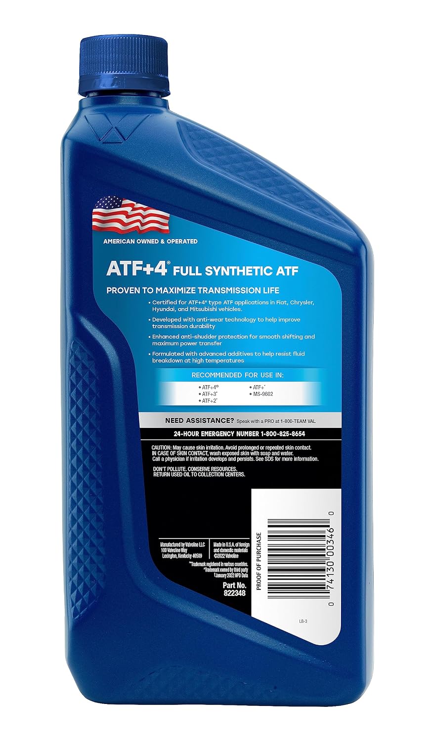 Valvoline ATF 4 Full Synthetic Automatic Transmission Fluid 1 Quart
