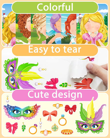 24 Pcs Make Your Own Princess Sticker, Party Favors Face Stickers for Kids