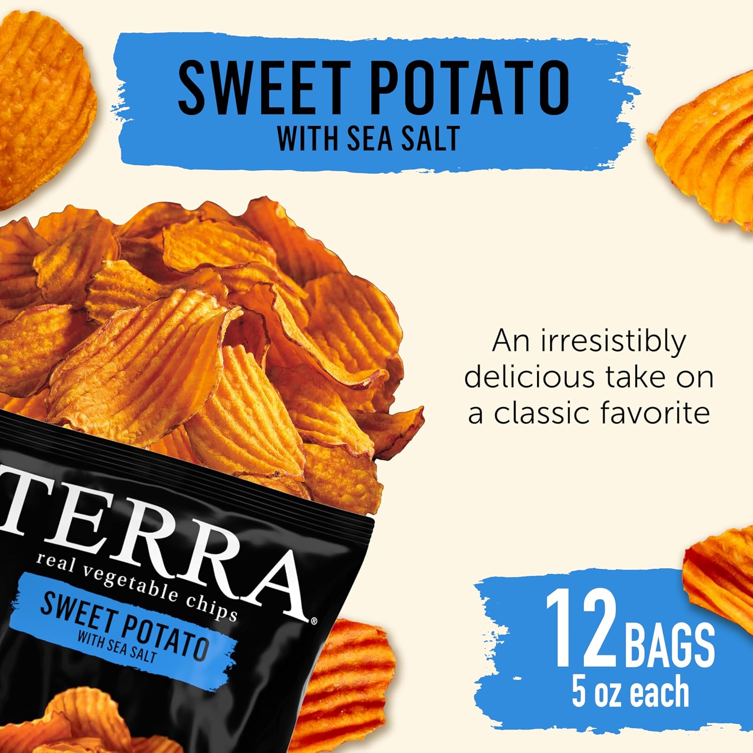 Terra Vegetable Chips, Sweet Potato with Sea Salt, 5 oz. (Pack of 12)