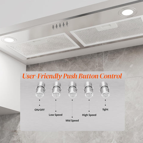 FIREGAS Range Hood 28 Inch, 450 CFM Built-in Kitchen Hood