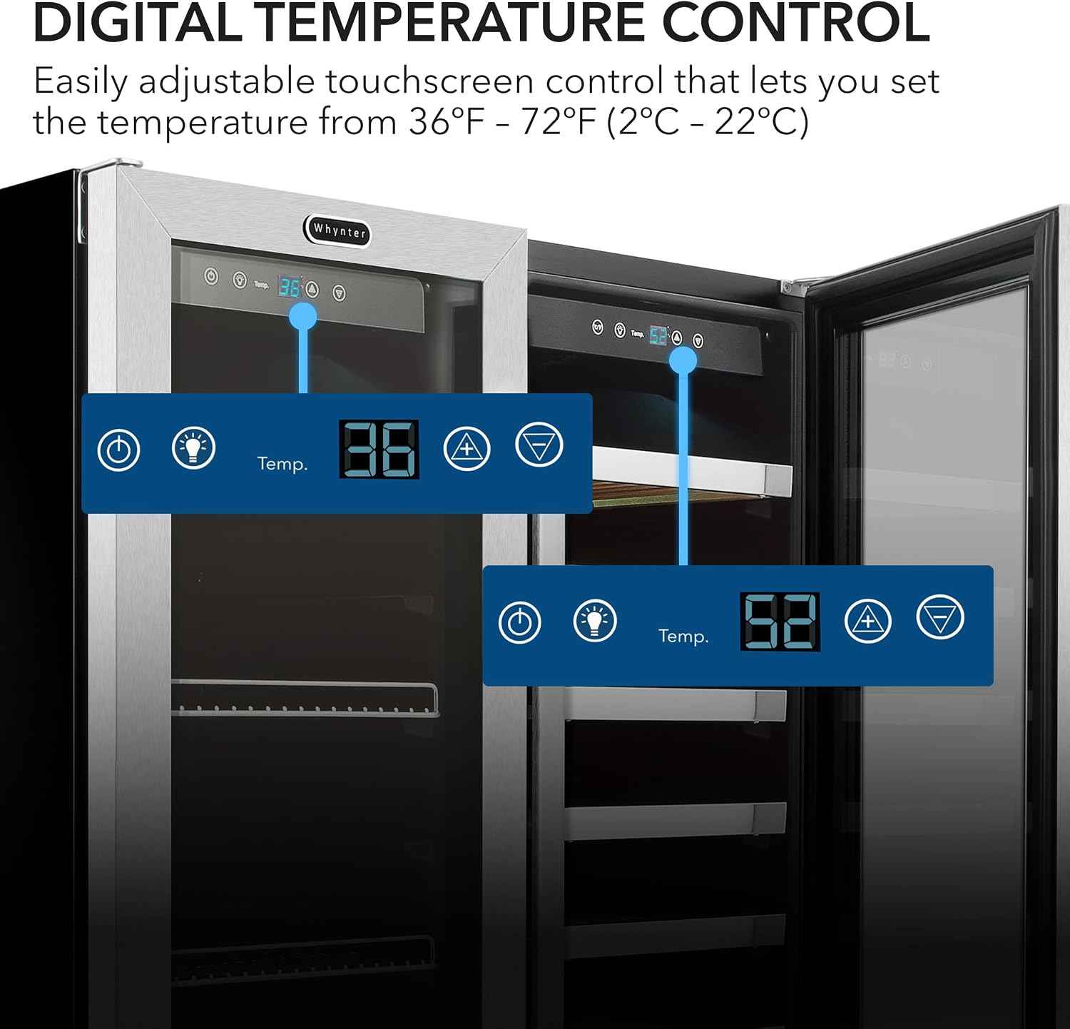 Whynter BWB-3388FDSa Built-in French Door 33 Bottle Wine Refrigerator 88 Can Beverage Center, 30" Wide Dual Zone Add' Packaging, Silver