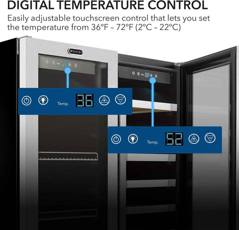 Whynter BWB-3388FDSa Built-in French Door 33 Bottle Wine Refrigerator 88 Can Beverage Center, 30" Wide Dual Zone Add' Packaging, Silver