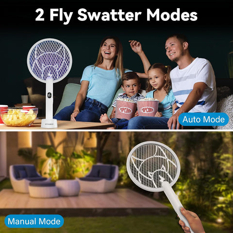 Nymrix Electric Fly Swatter 4100V Dual Mode Bug Zapper Racket（Grey,1-Pack）