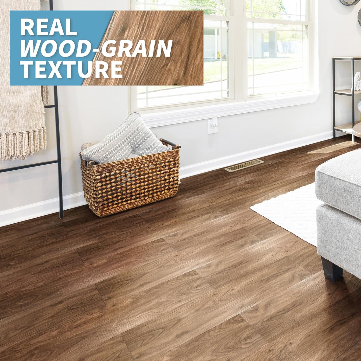 Art3d Wood Texture Peel and Stick Vinyl Floor Tiles, 36-Pack, Rosewood