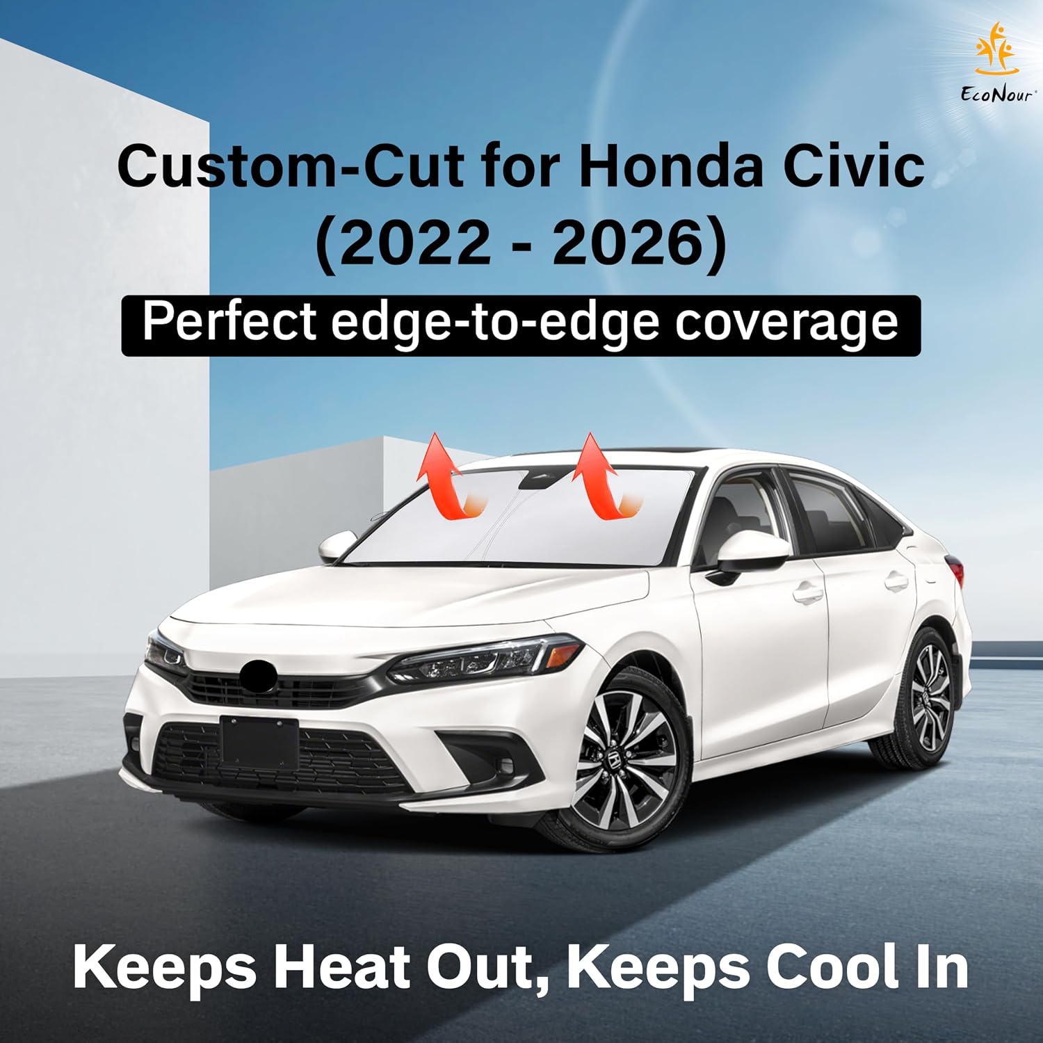 EcoNour Windshield Sunshade Compatible for Honda Civic 11th Gen 2022-2026