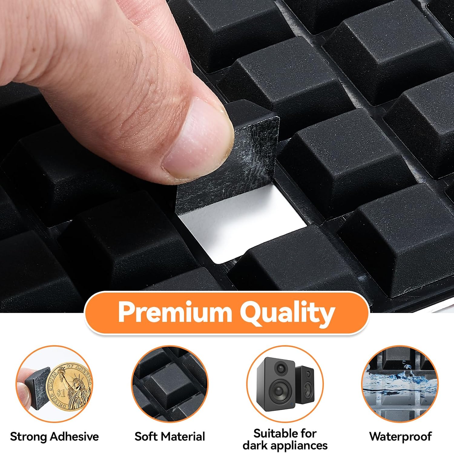 Black Rubber Feet 72PCS Self Adhesive Rubber Feet Black Bumper Pads Square Bumpers for Electronics Speakers Computers Keyboard PS4